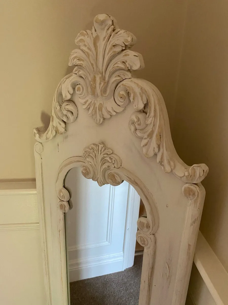 White Ivory Long Wall Decorative Mirror - Image 2