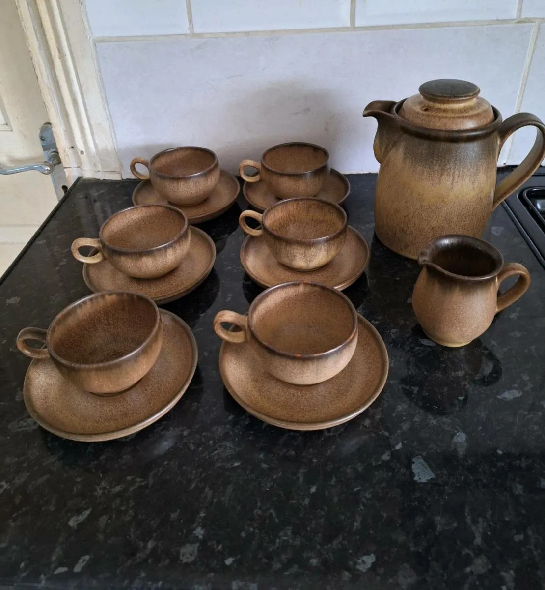 Denby coffee set together with seven side plates - Image 1