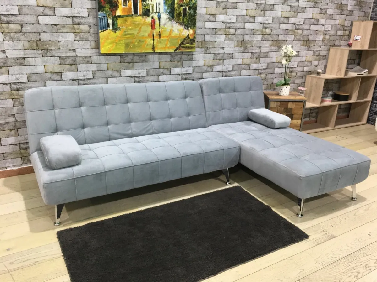 Grey Corner Sofa Bed , 236cm - Free delivery - Image 1