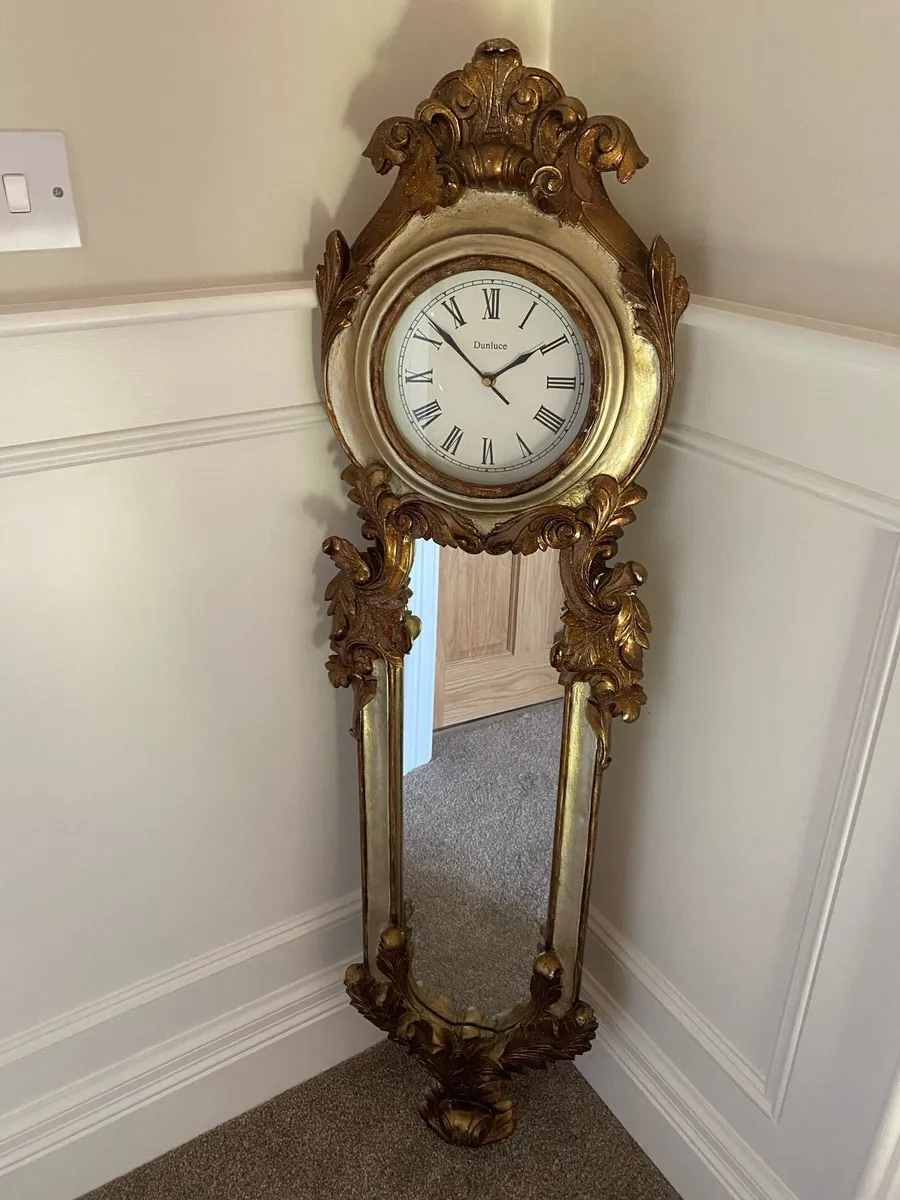 Bronze Gold Decorative Wall Clock Mirror - Image 1