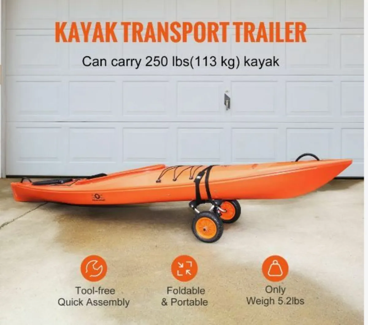 Heavy Duty Kayak Cart, 250lbs Load Capacity - Image 4