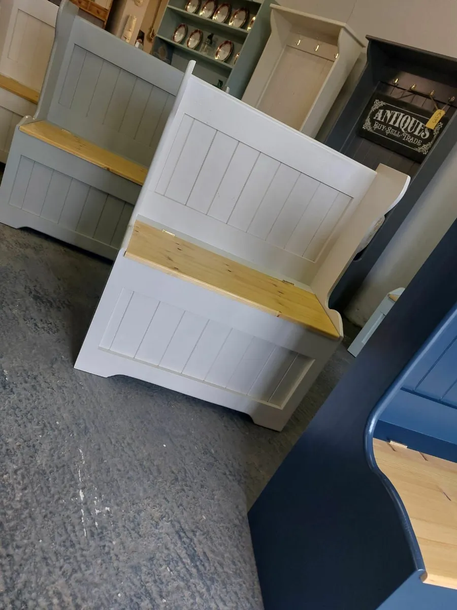 Hall storage benches, pine workshop - Image 3