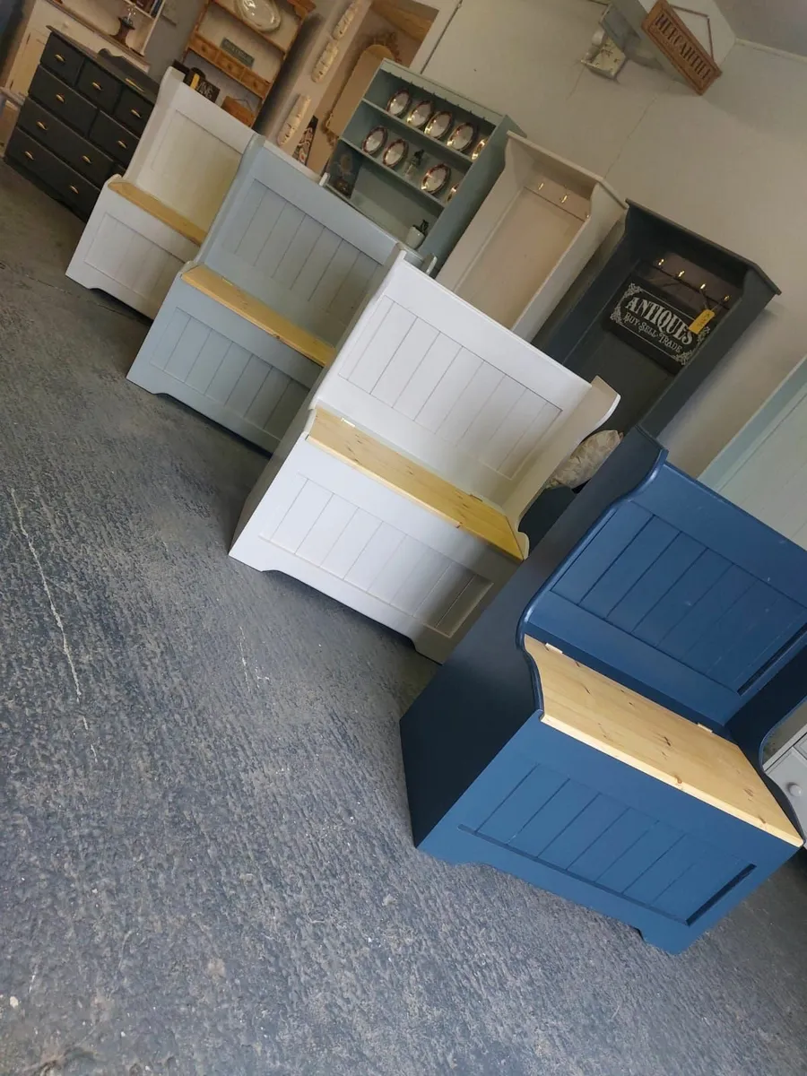 Hall storage benches, pine workshop - Image 4