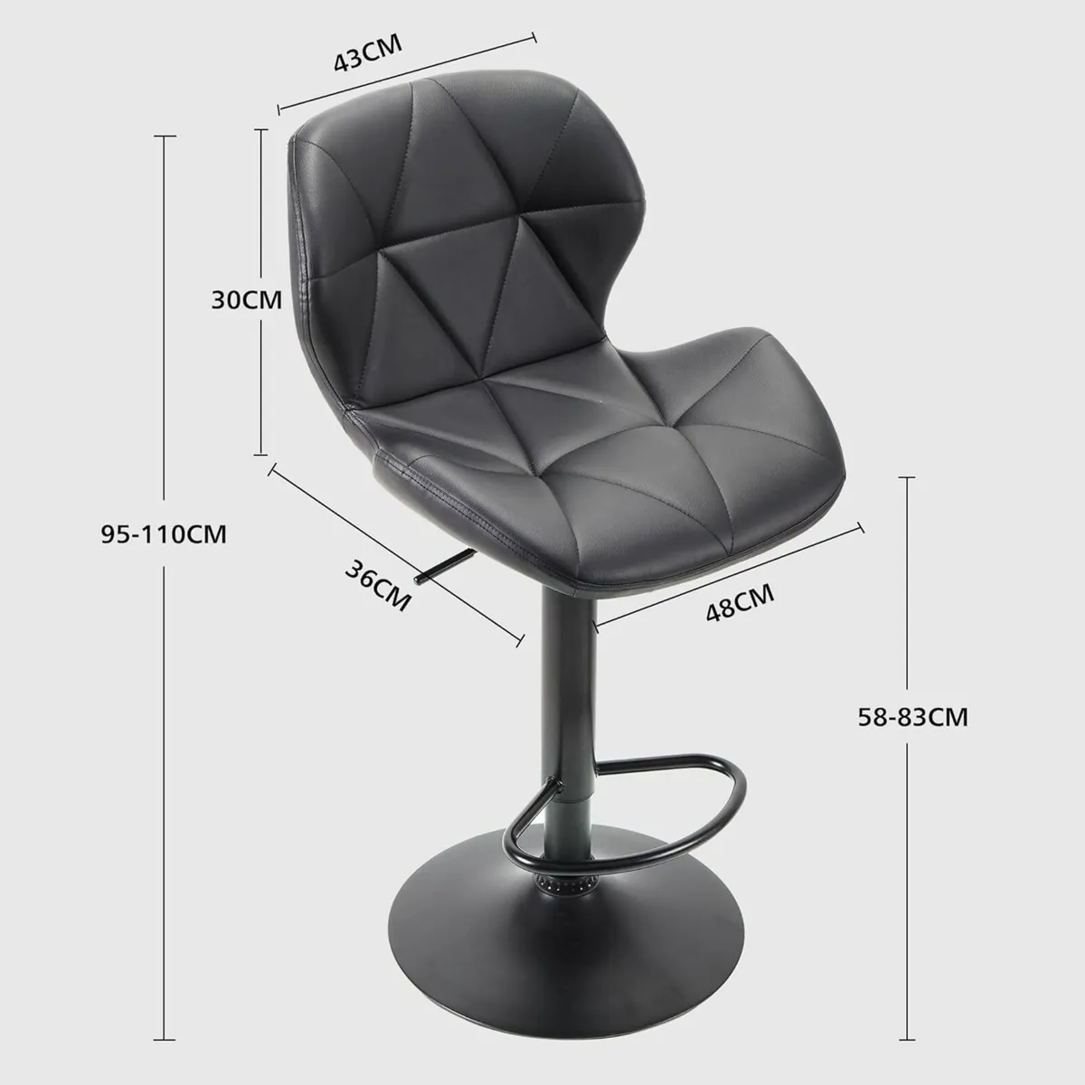 Bar Stools Set of 2 Bar Chairs Height Adjustable - Image 2