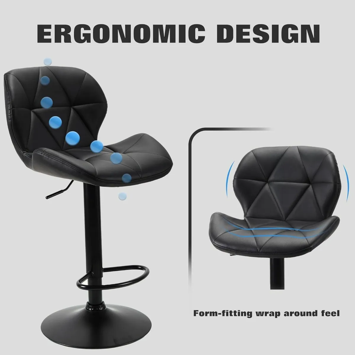 Bar Stools Set of 2 Bar Chairs Height Adjustable - Image 3