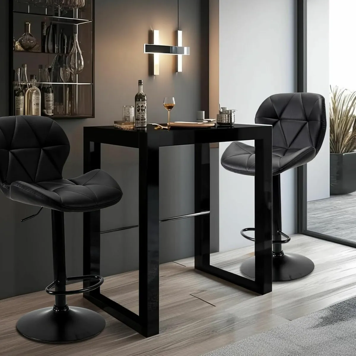Bar Stools Set of 2 Bar Chairs Height Adjustable - Image 4