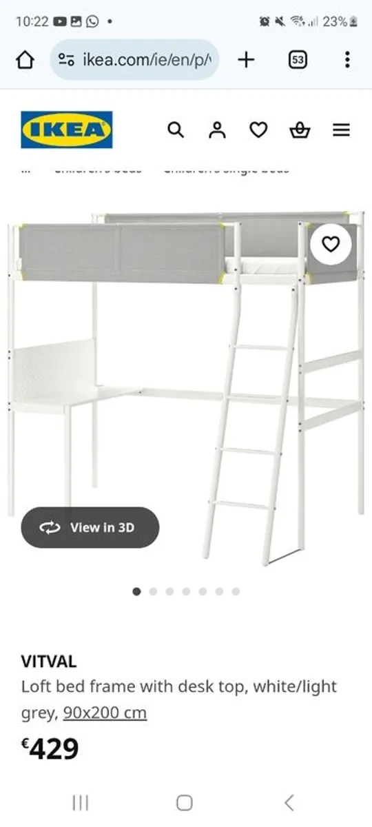 Ikea Loft bed frame - Single bed - Image 2