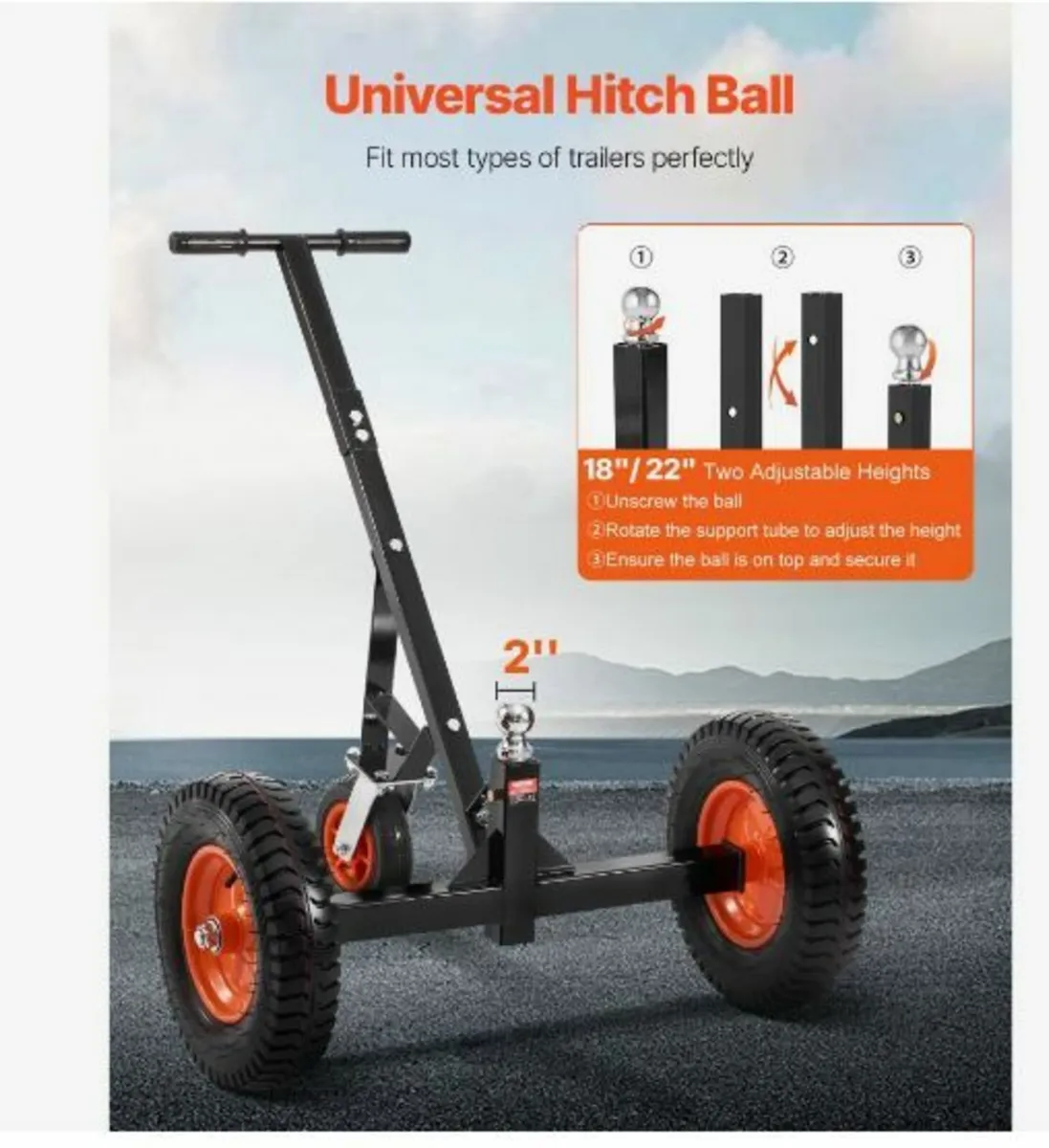 1200lbs Trailer Dolly 18 and 22 in Adjustable - Image 2