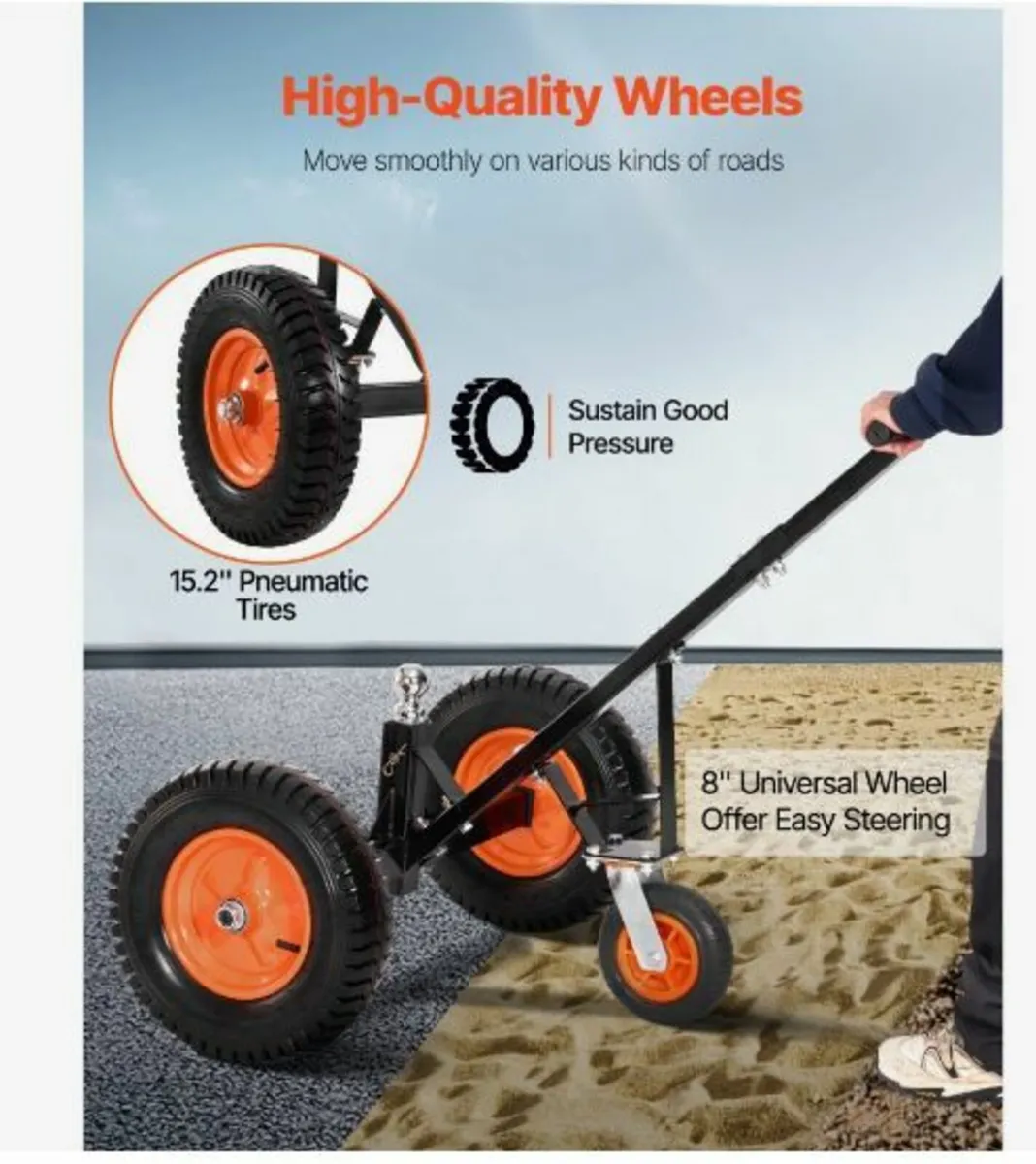 1200lbs Trailer Dolly 18 and 22 in Adjustable - Image 3