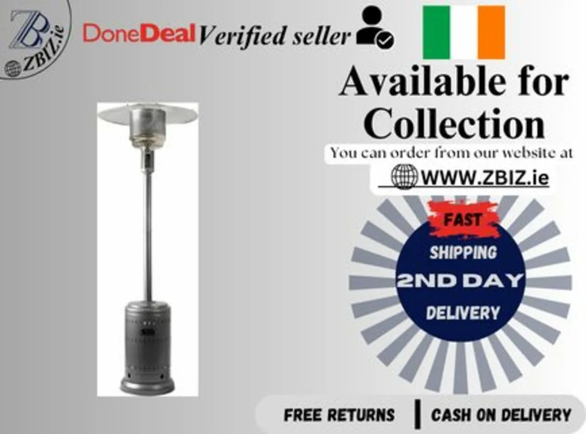 Propane Patio Heater: 46,000 BTU, Wheeled Design - Image 1