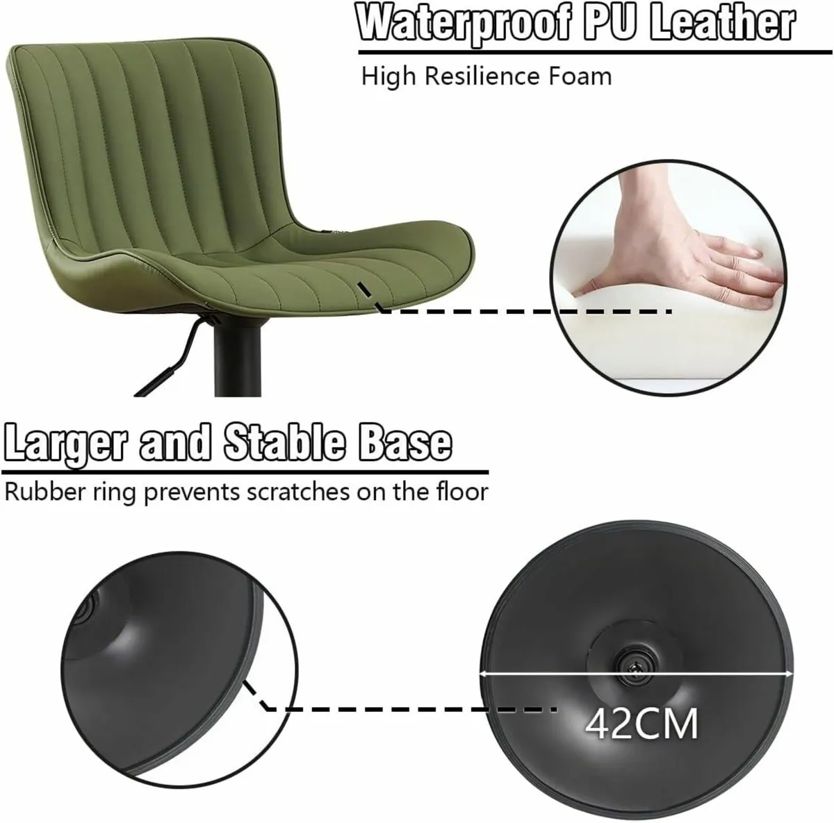 Set of 2 Swivel Barstools Faux Leather green - Image 4
