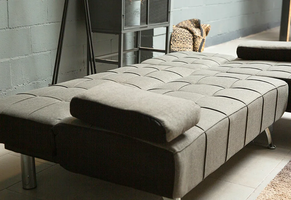 Elegant Velvet Sofa Set with Bed – Light Grey - Image 3