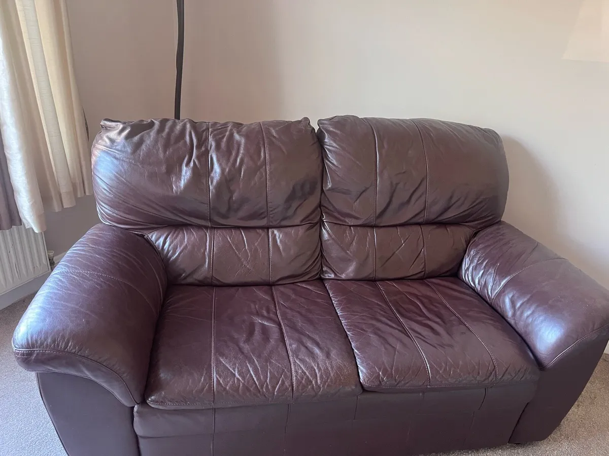 Genuine leather brown 3+2+1 seater - Image 1