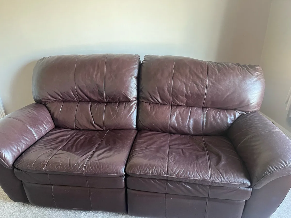 Genuine leather brown 3+2+1 seater - Image 2