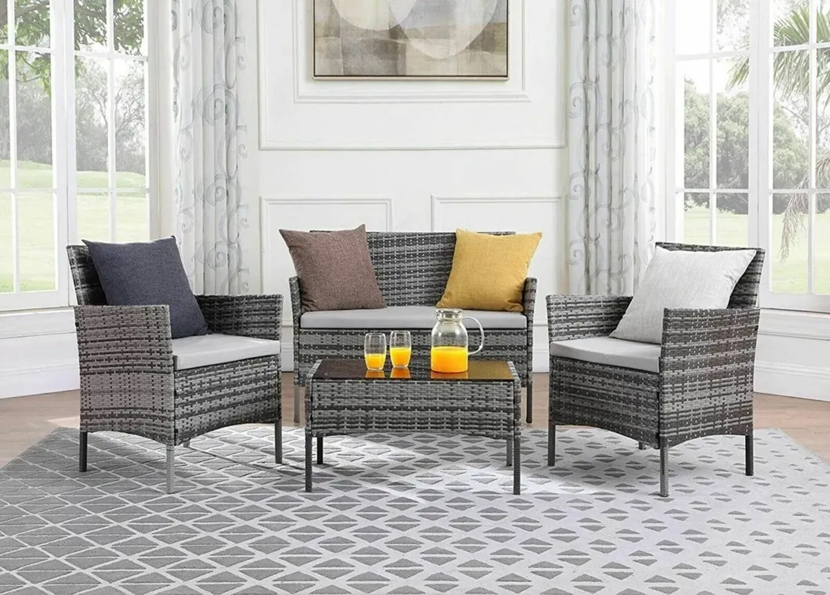 Stylish 4-Piece Rattan Chair Set for Gardens - Image 4