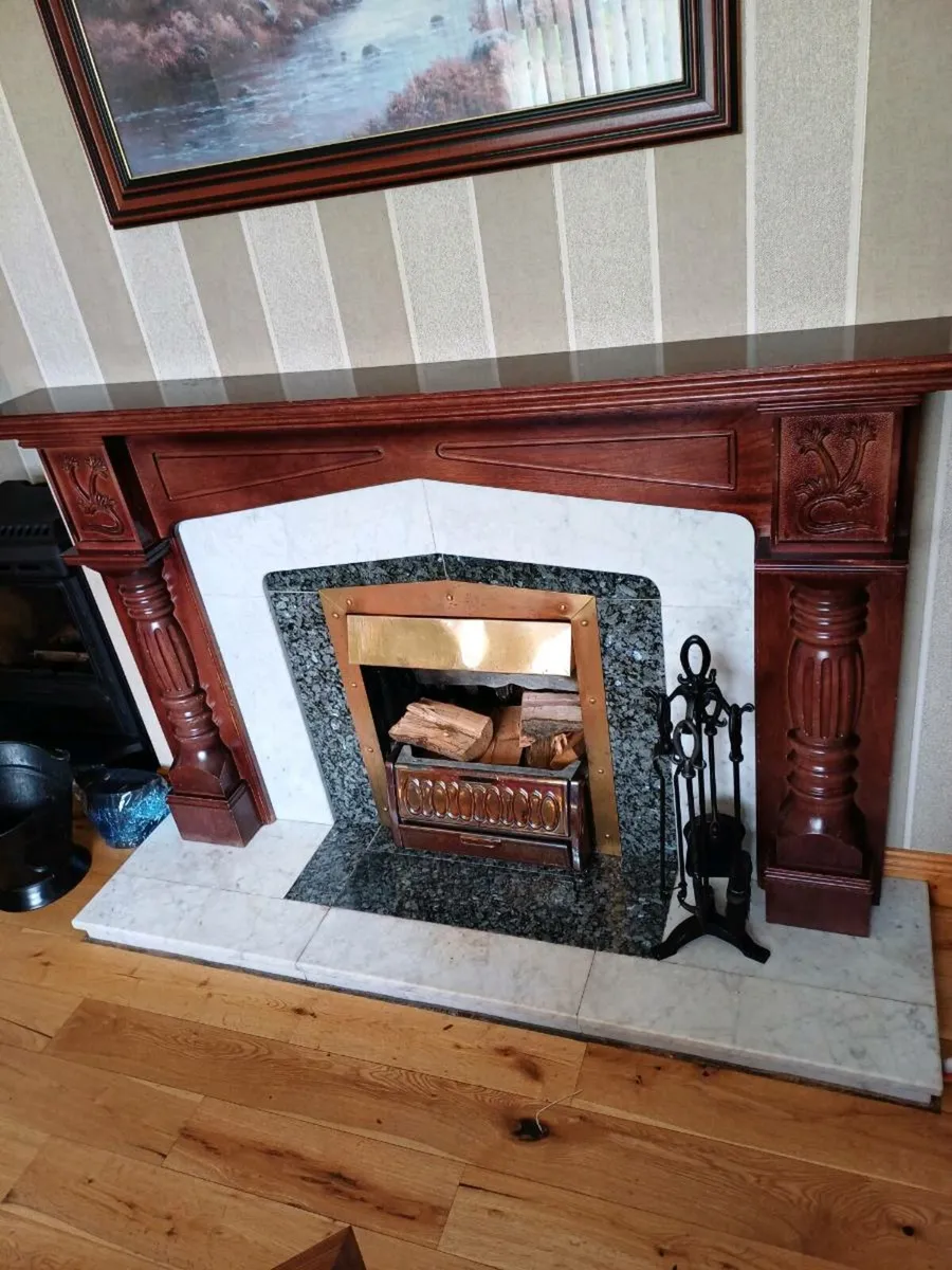 Mahogany and Marble Fireplace - Image 1