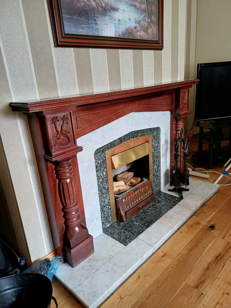 Mahogany and Marble Fireplace - Image 2
