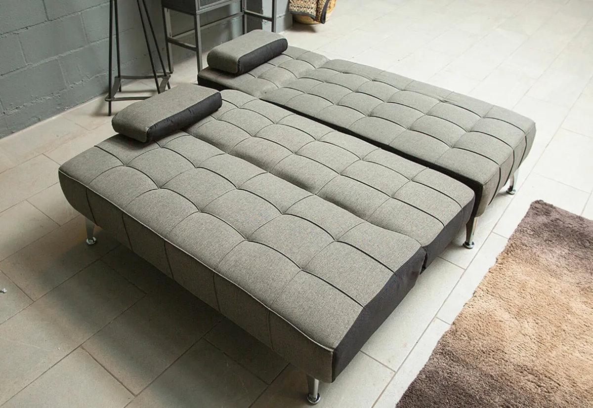 Luxury Velvet Sofa Bed with Cushions – Black - Image 4