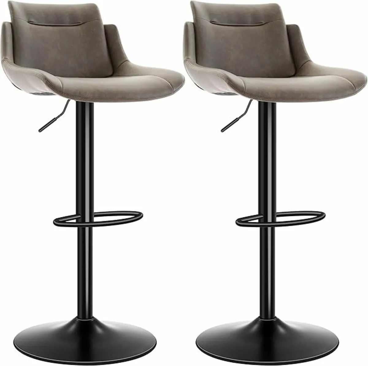 Bar Stools Set of 2 PU Leather dining room Brown - Image 2