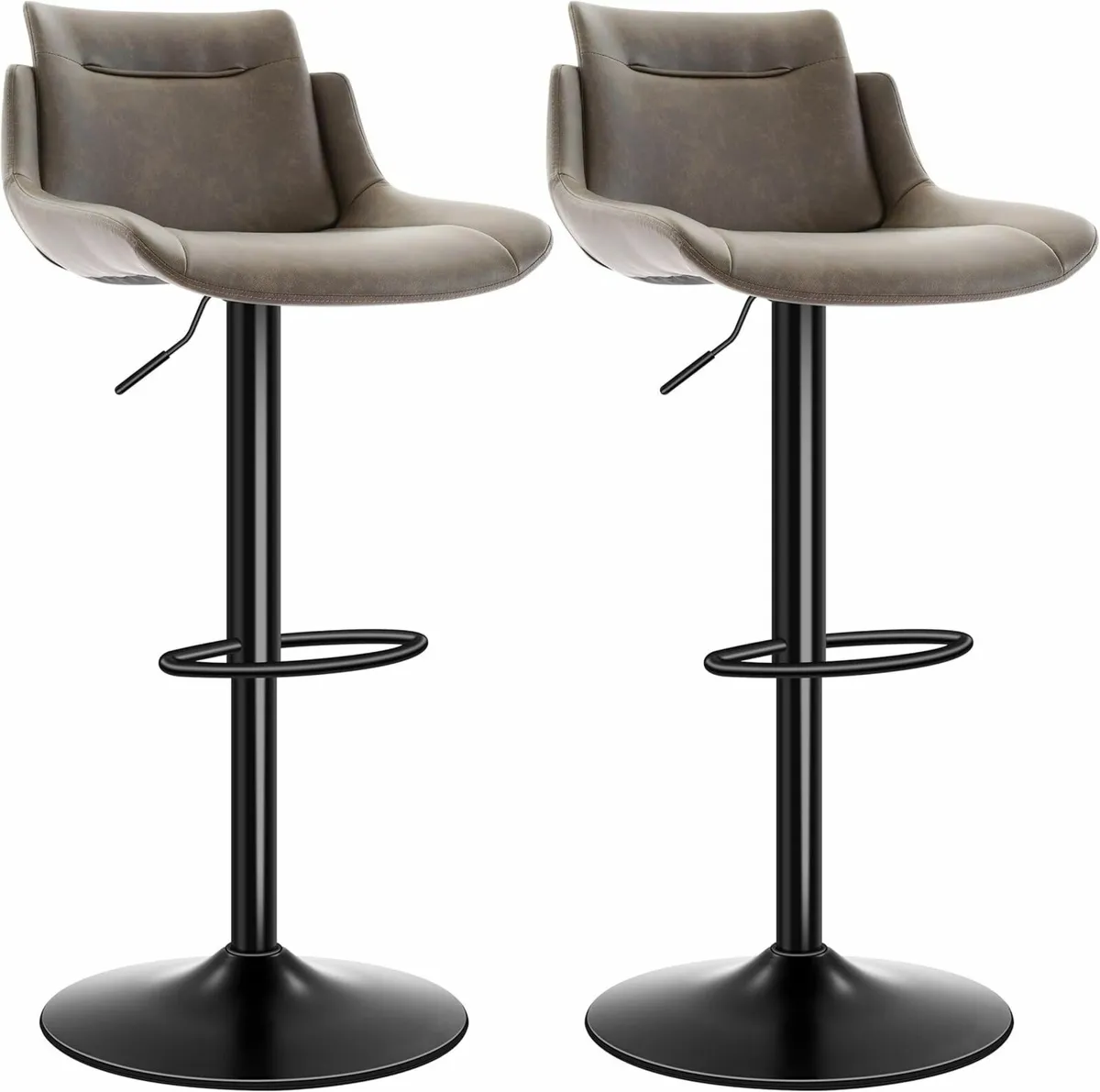 Bar Stools Set of 2 PU Leather dining room Brown - Image 3