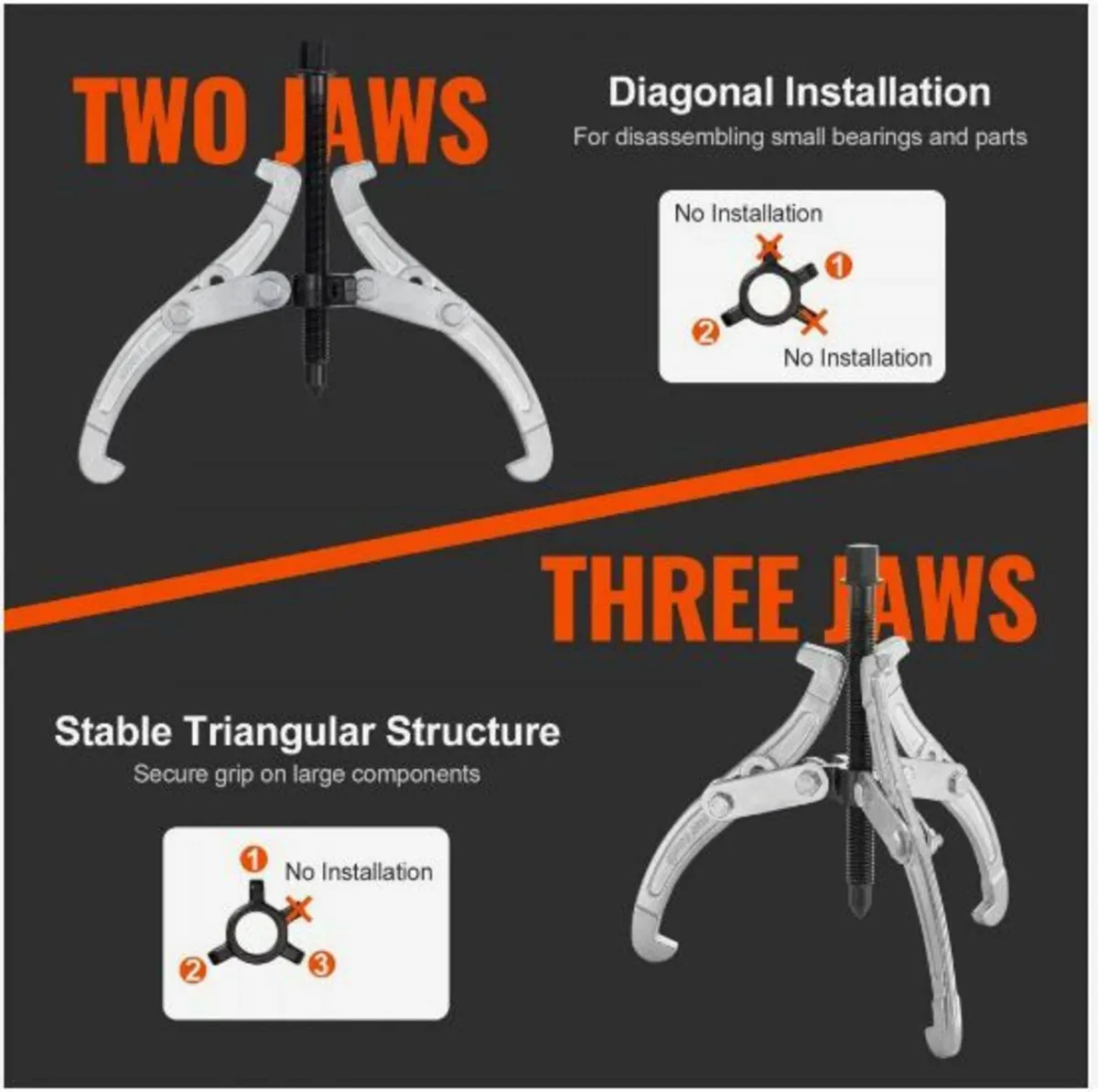 Gear Puller Set, 3" 4" 6" 8" Puller Kit - Image 4