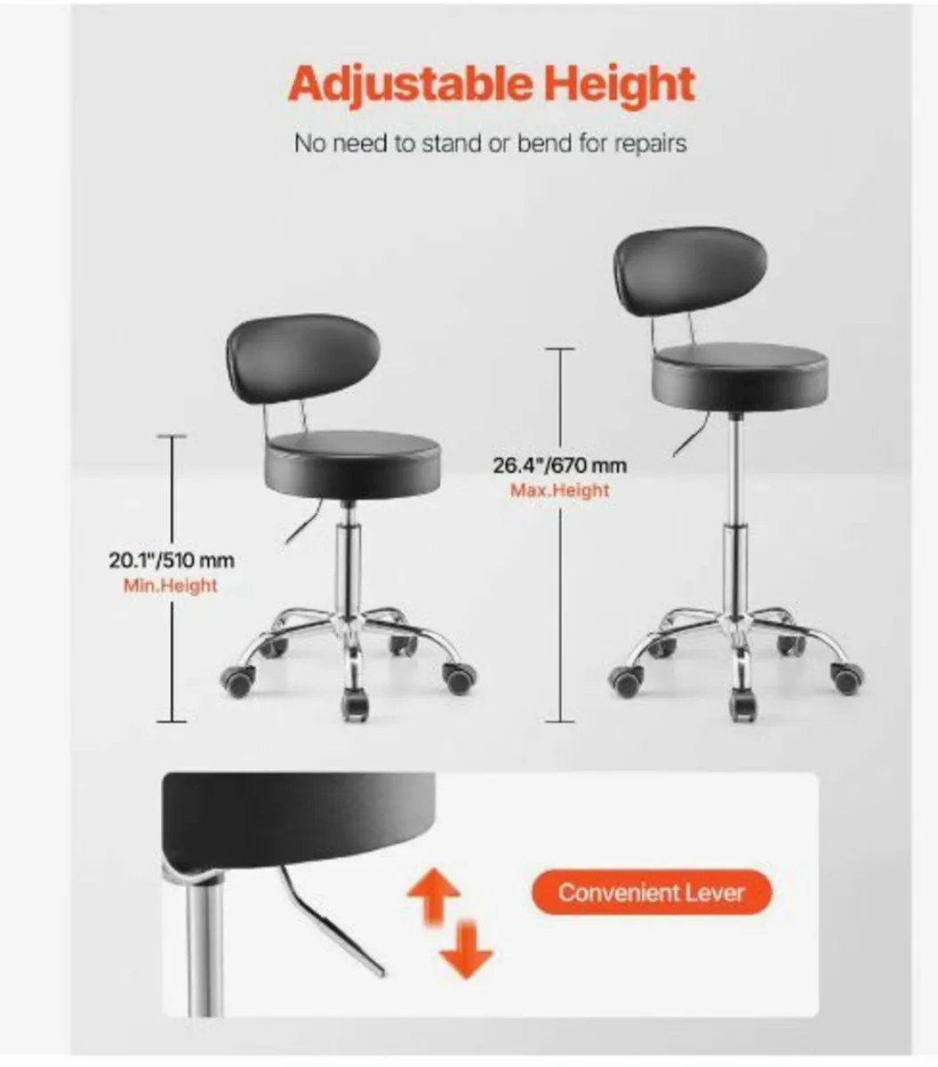Shop Stool Adjustable Garage Seat - Image 2