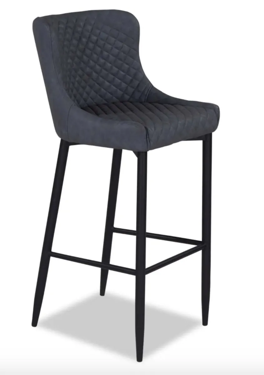 Vintage Grey Faux Leather Bar Stool Ottowa - Image 1