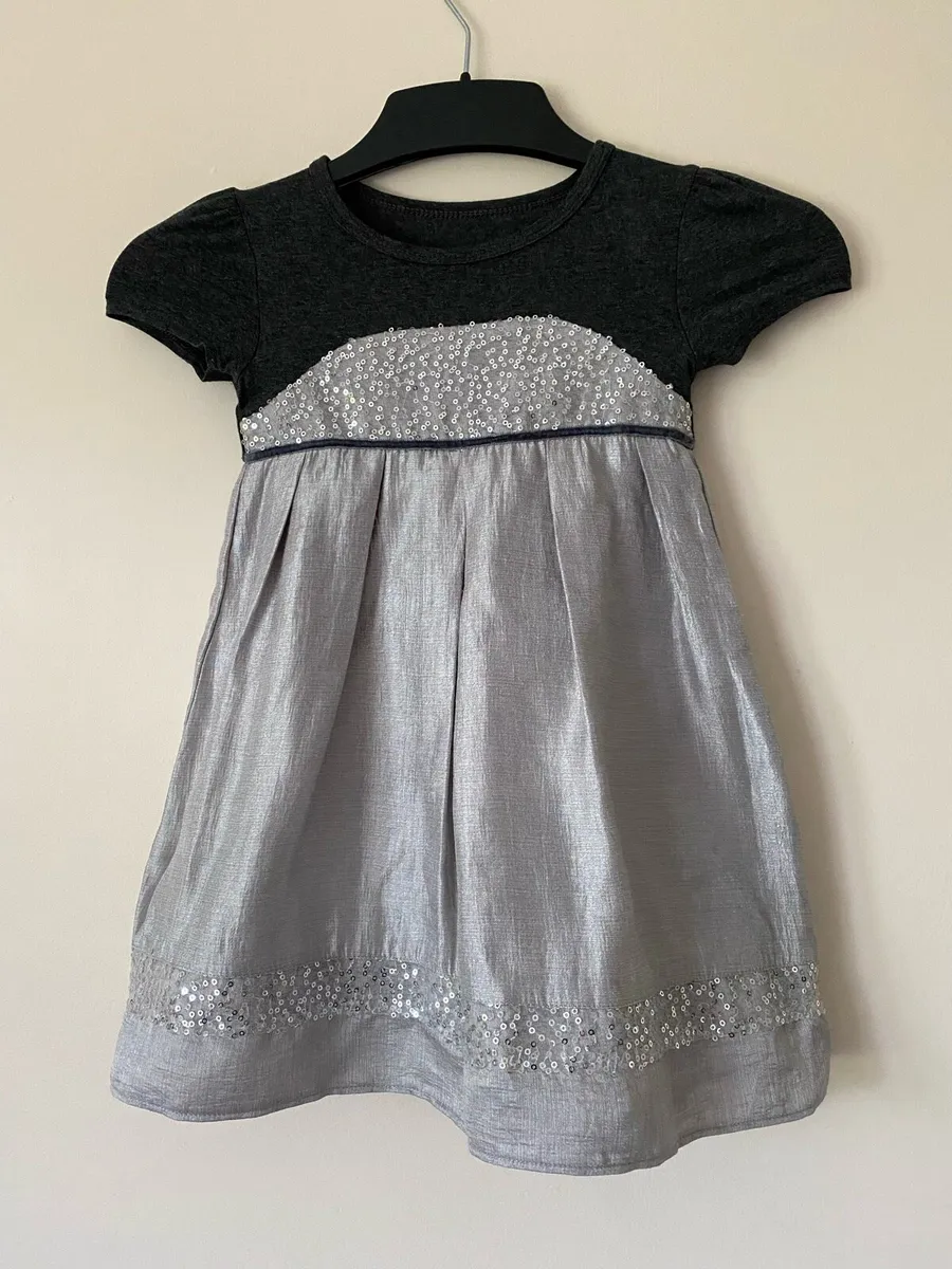 Girl’s Silver Satin Sequins occasion dress - Image 1