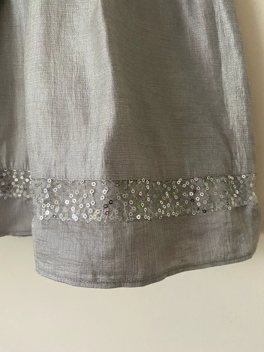 Girl’s Silver Satin Sequins occasion dress - Image 4