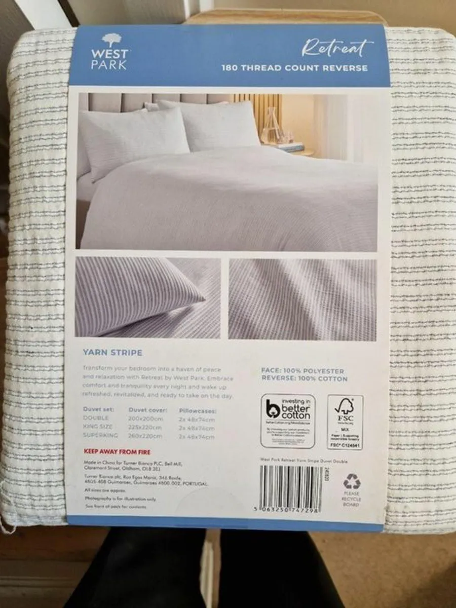 BRAND NEW WESTPARK Yarn Stripe Double Duvet Set - Image 3