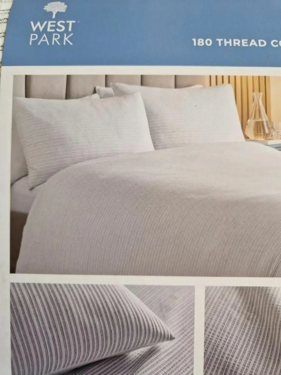 BRAND NEW WESTPARK Yarn Stripe Double Duvet Set - Image 4