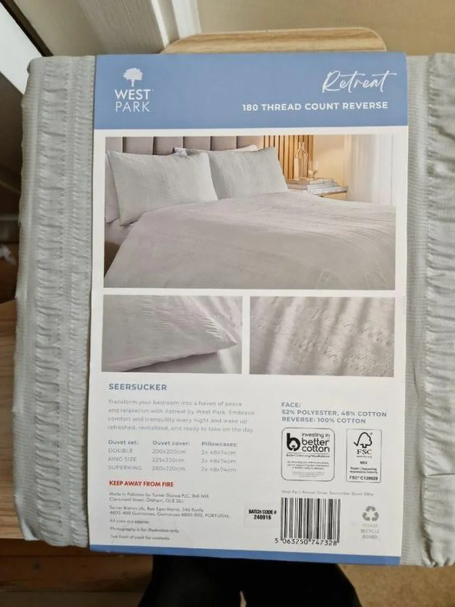 NEW SEALED WESTPARK Seersucker Double Duvet Set - Image 3
