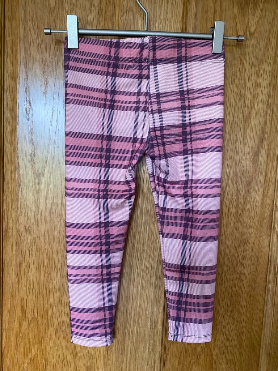 Girl’s Tartan Pink Elastic Leggings - Image 3