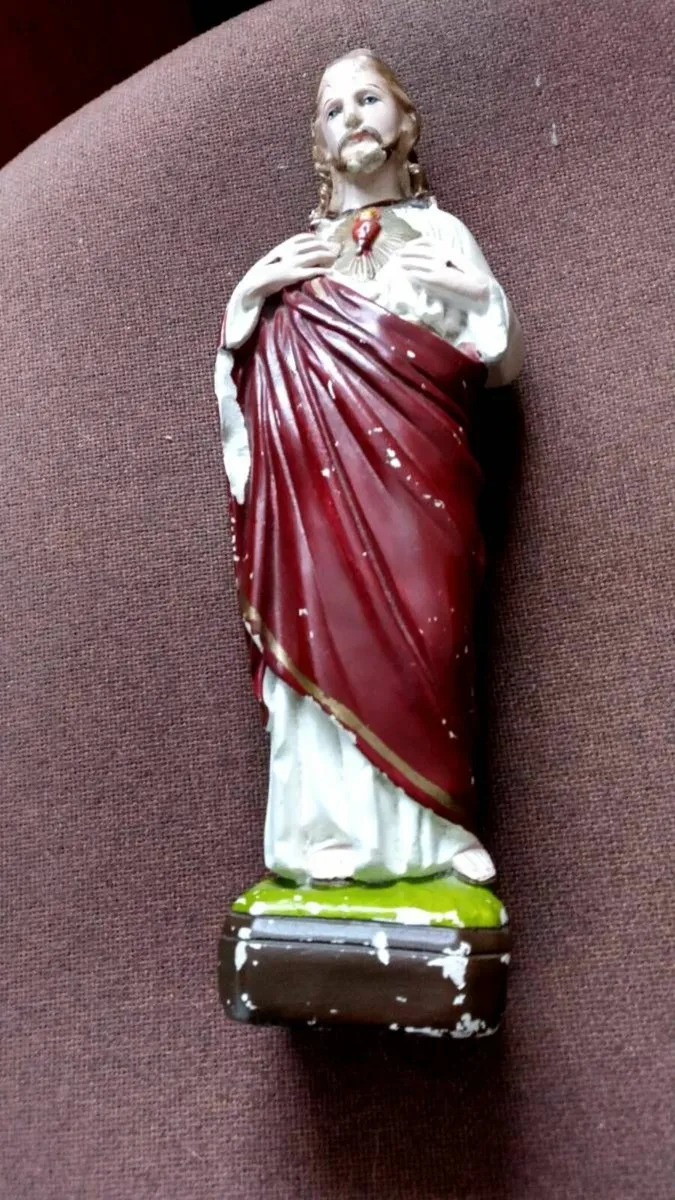 Vintage Sacred Heart Chalk Statue - Image 1