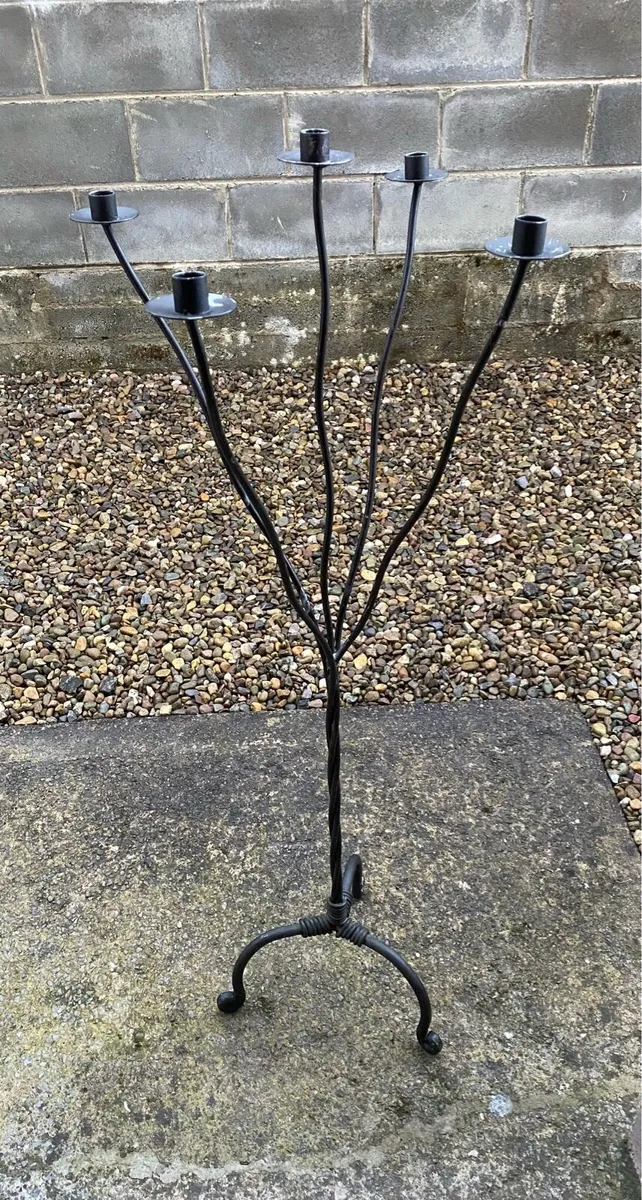 Beautiful Tall Sturdy Cast Iron Candle Holder - Image 3