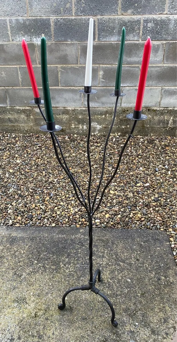Beautiful Tall Sturdy Cast Iron Candle Holder - Image 4