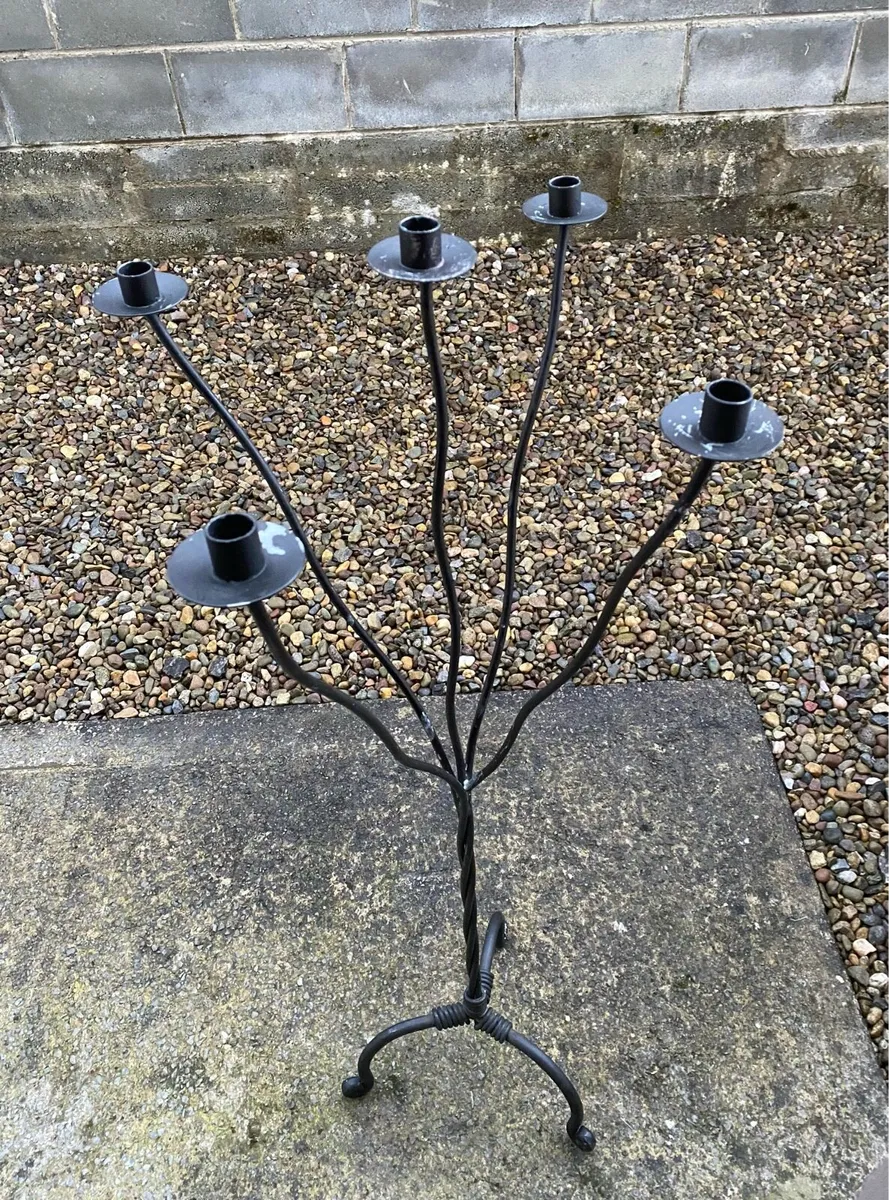Beautiful Tall Sturdy Cast Iron Candle Holder - Image 1