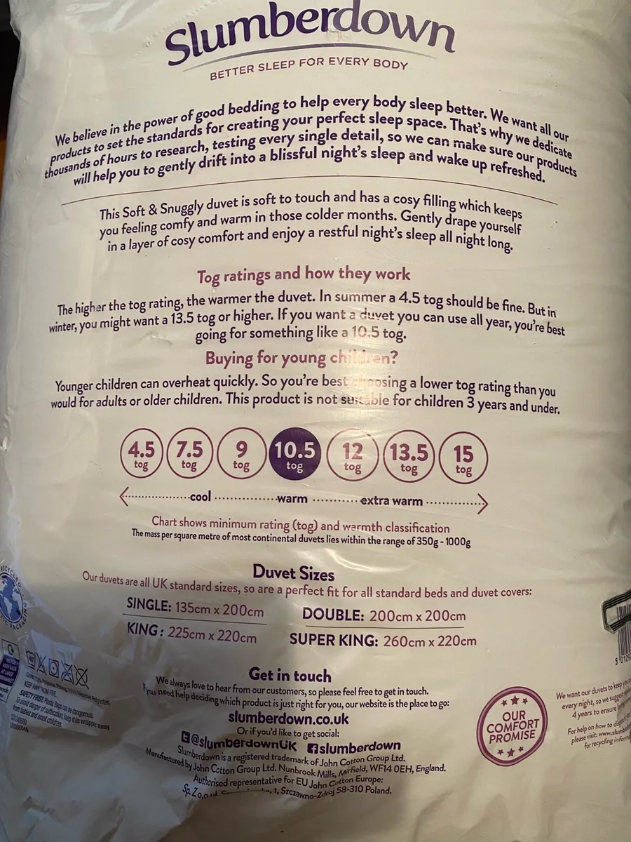 NEW SEALED Slumberdown Superking Duvet 10.5 tog - Image 2