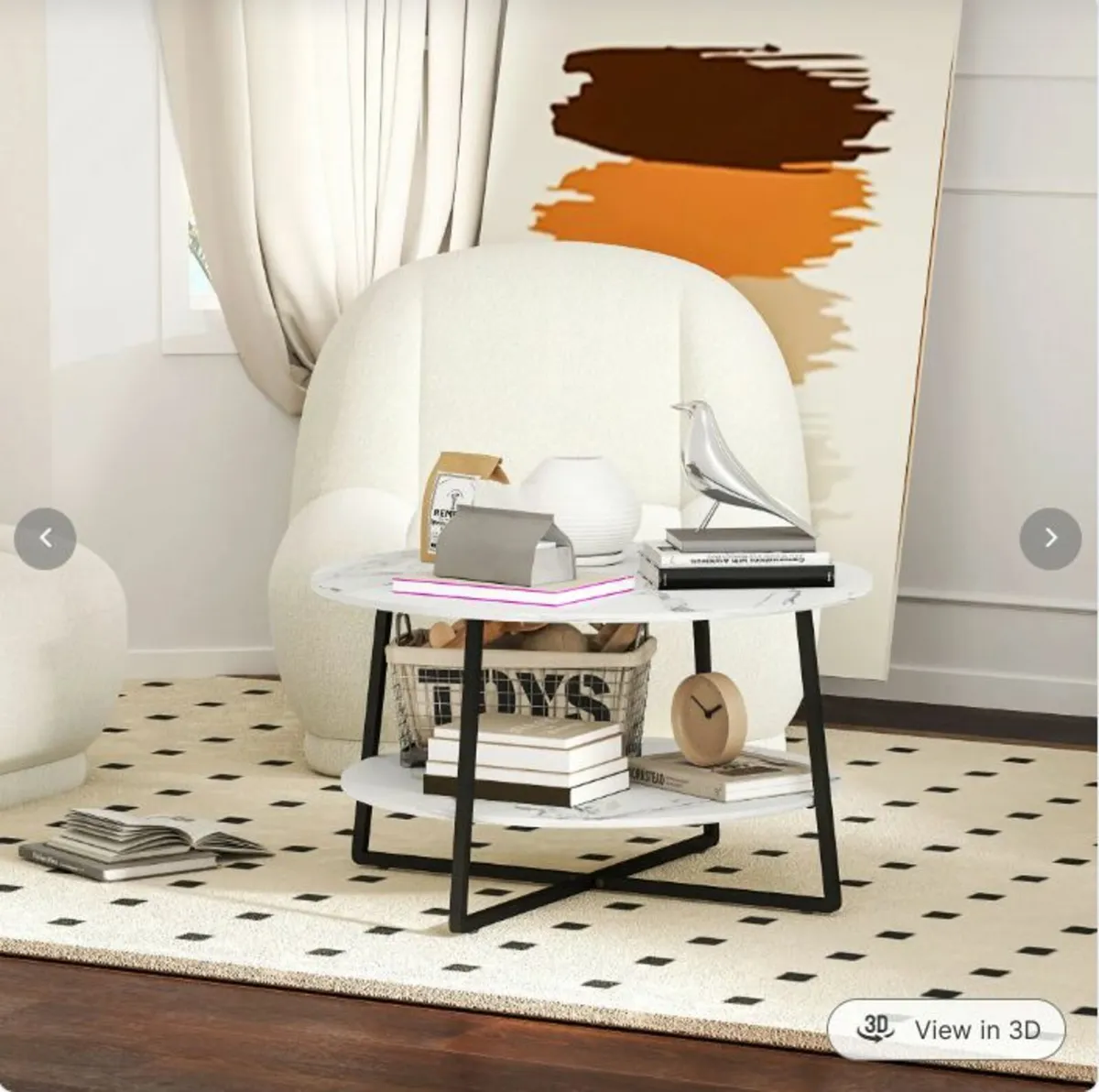 Tier Round Coffee Table with Storage Shelf - Image 4
