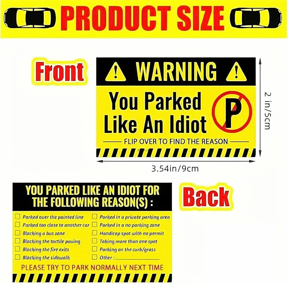 50Pcs Bad Parking Cards