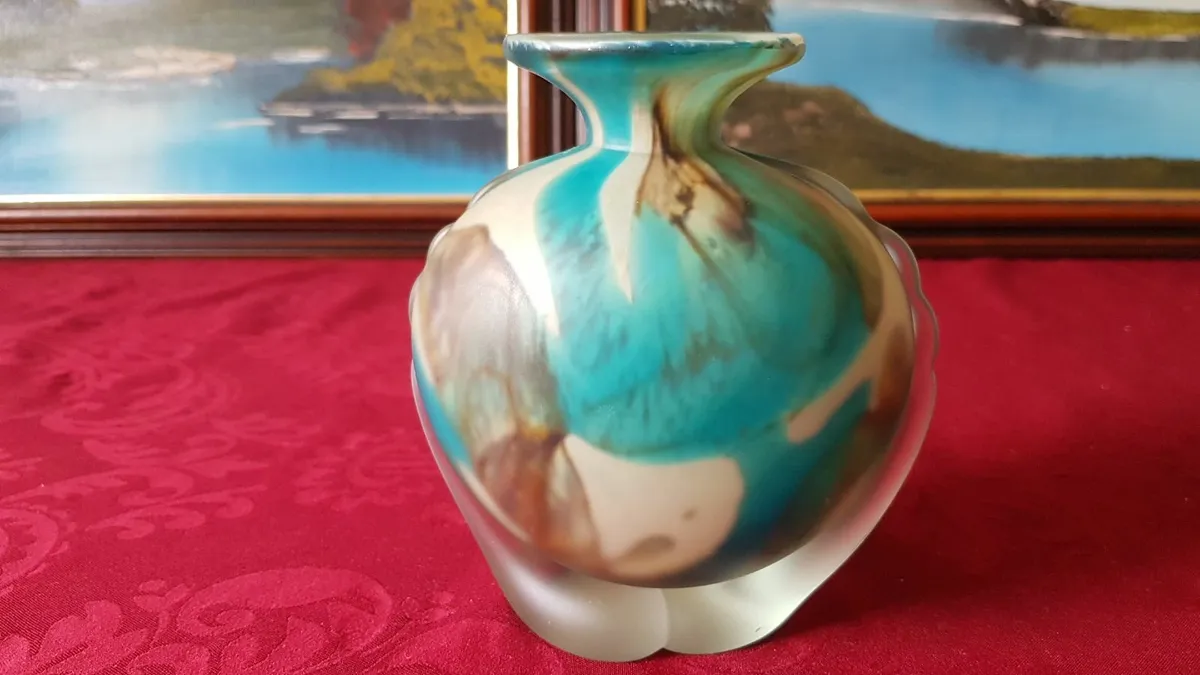 Vintage Mdina Art Glass MultiColor Vase Malta Made - Image 3