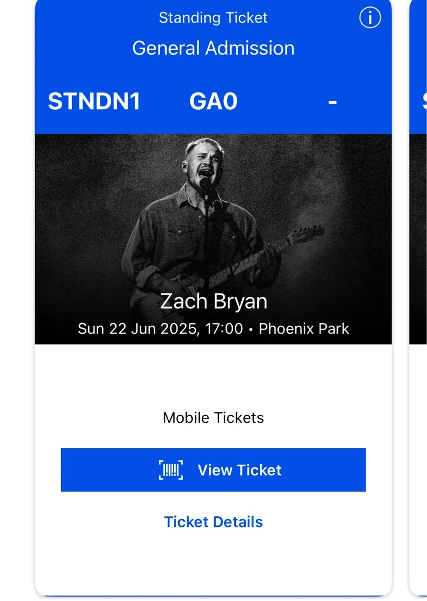 Zach Bryan, 22 June, 2 standing tickets