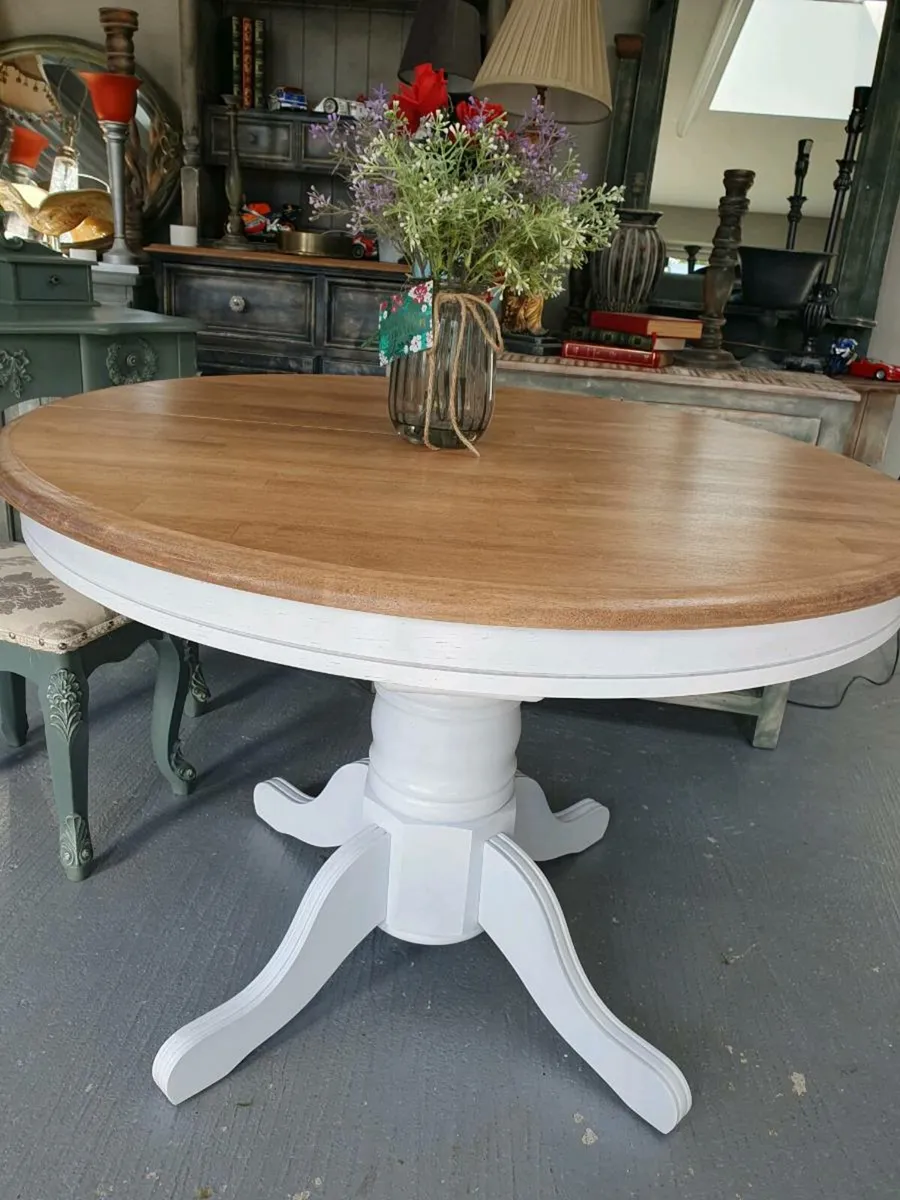 6 seater extendable solid country oak dining - Image 2