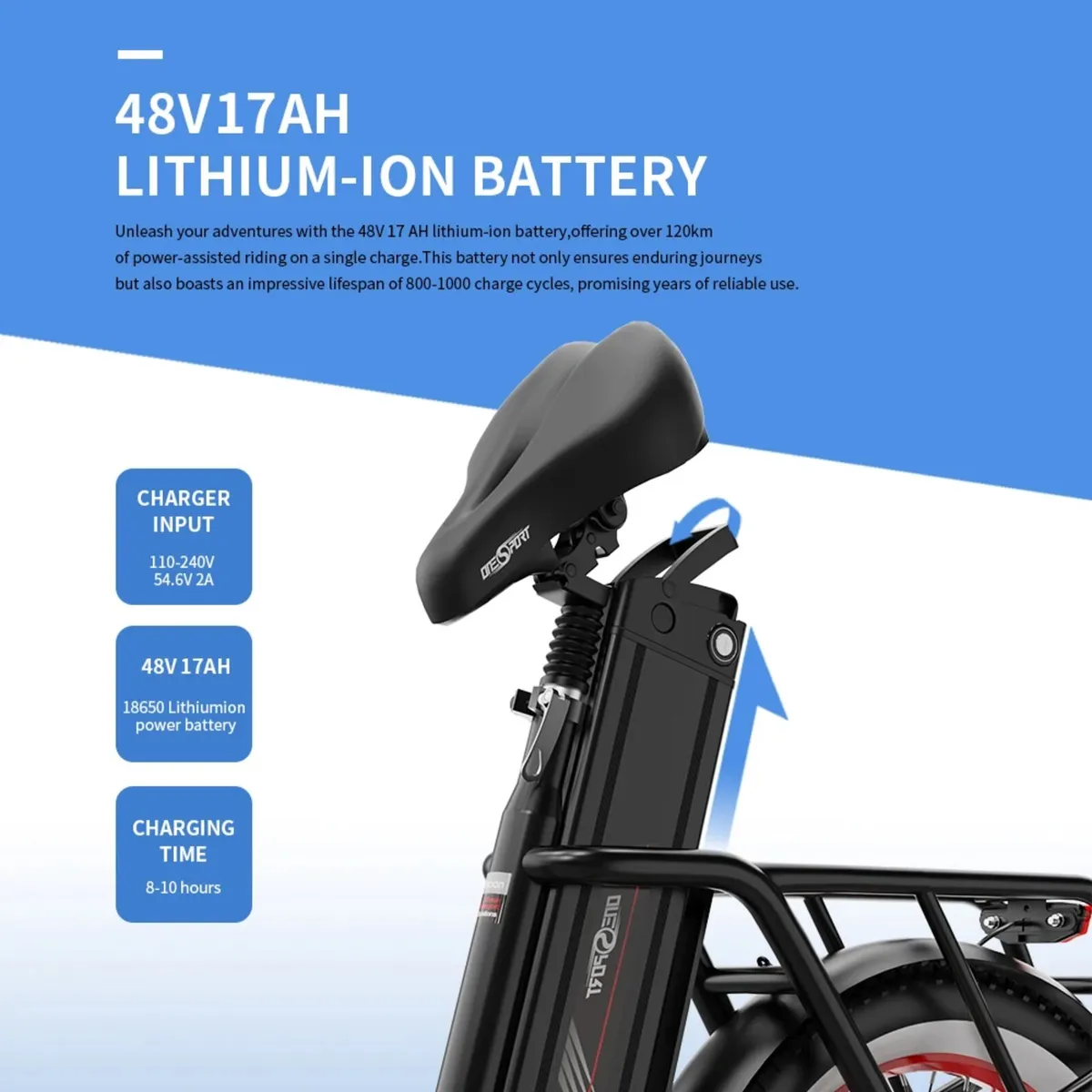 ONE-SPORT 48V Folding Electric Bike - Image 4