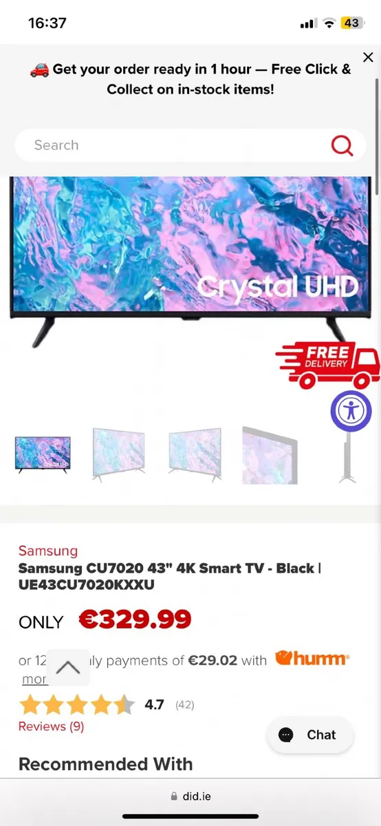 43” Samsung Smart Tv. - Image 2