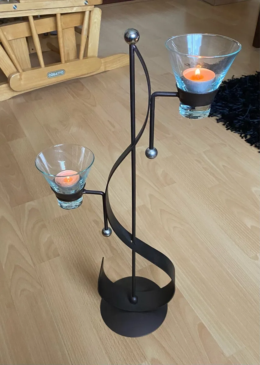 Cast Iron Candle holder with Candles - Image 3