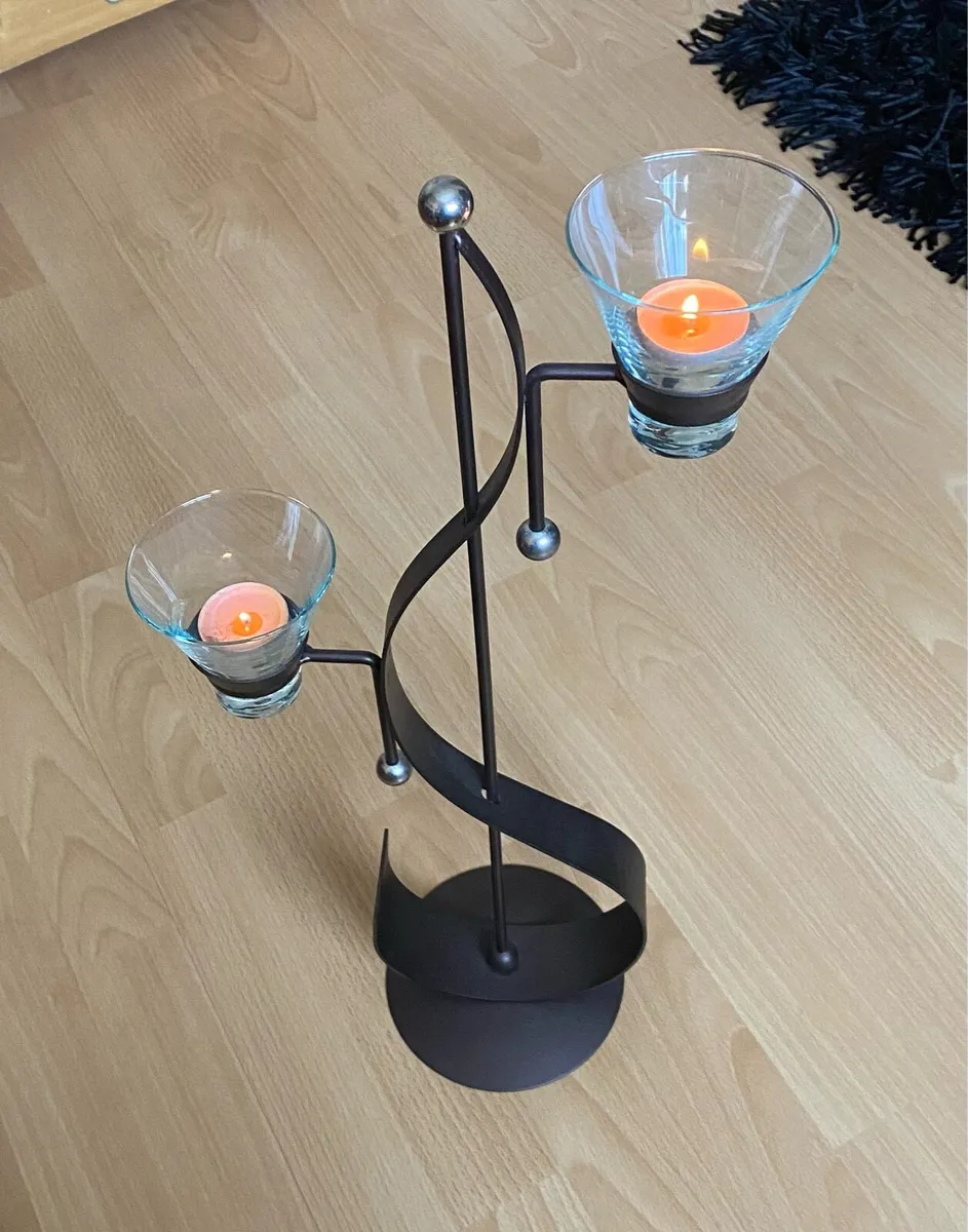 Cast Iron Candle holder with Candles - Image 4