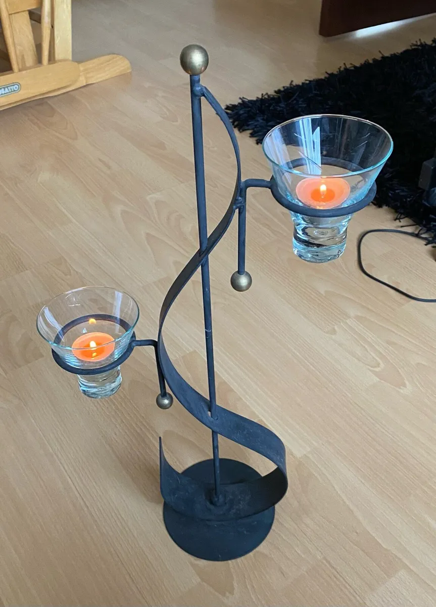 Cast Iron Candle holder with Candles - Image 1