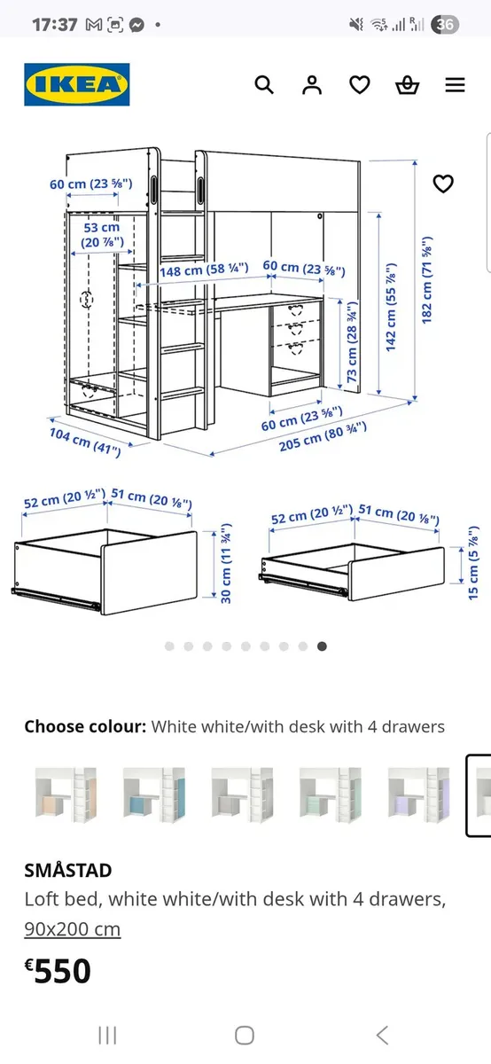 Ikea Loft bed with Mattress - Image 2