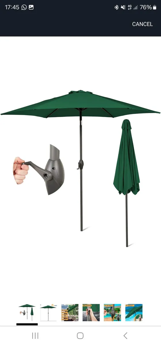 SUNMER 2.7M Green Parasol Garden Umbrella - Image 1